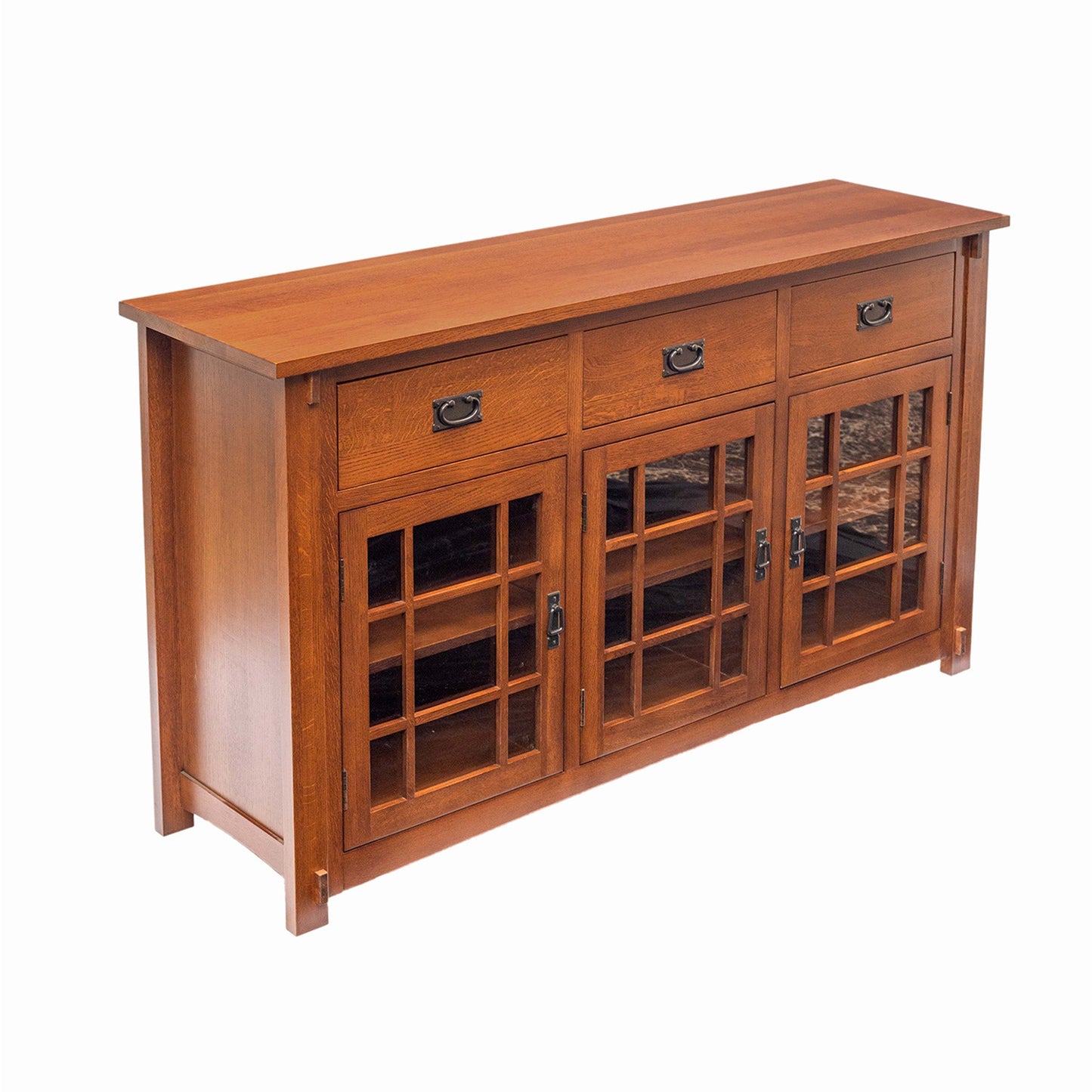 (Micheal's Cherry) Craftsman Mission Solid Oak Sideboard - 65"