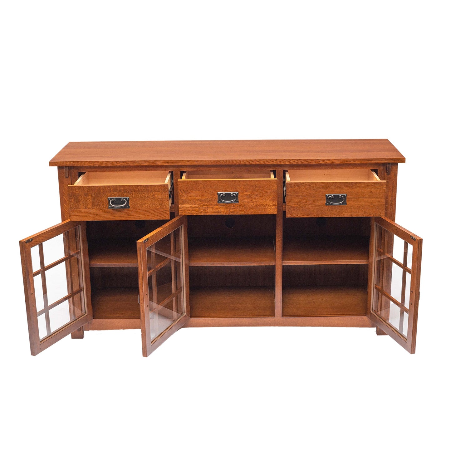 (Micheal's Cherry) Craftsman Mission Solid Oak Sideboard - 65"