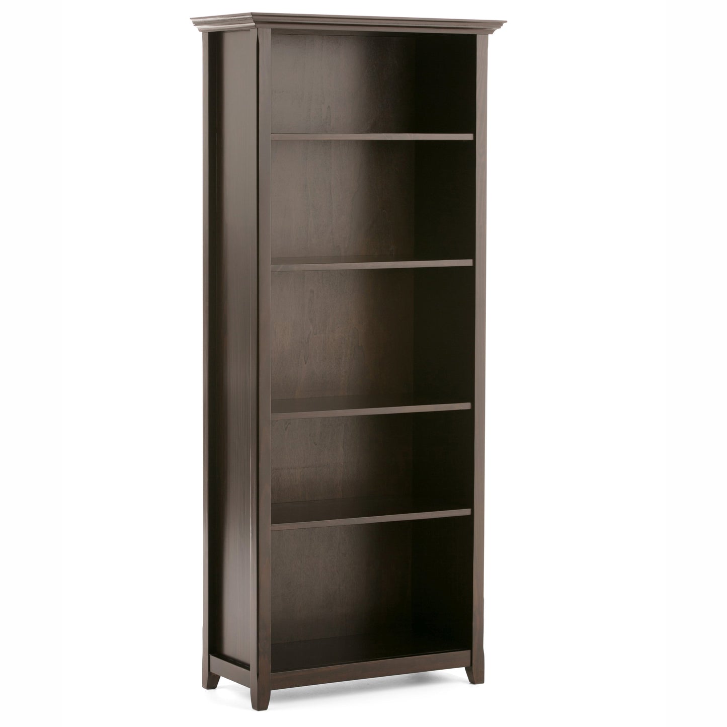 Amherst 30 Inch Solid Wood 5 Shelf Bookcase in Hickory
