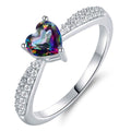 ホワイトゴールド 3ct ハートカット ミスティックトパーズ 婚約指輪 - 各種サイズ