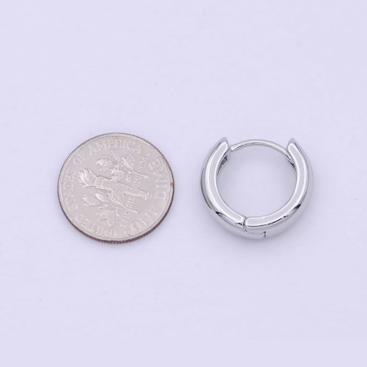 White Gold Filled 16mm Chunky Silver Huggie Hoop Earrings P-248