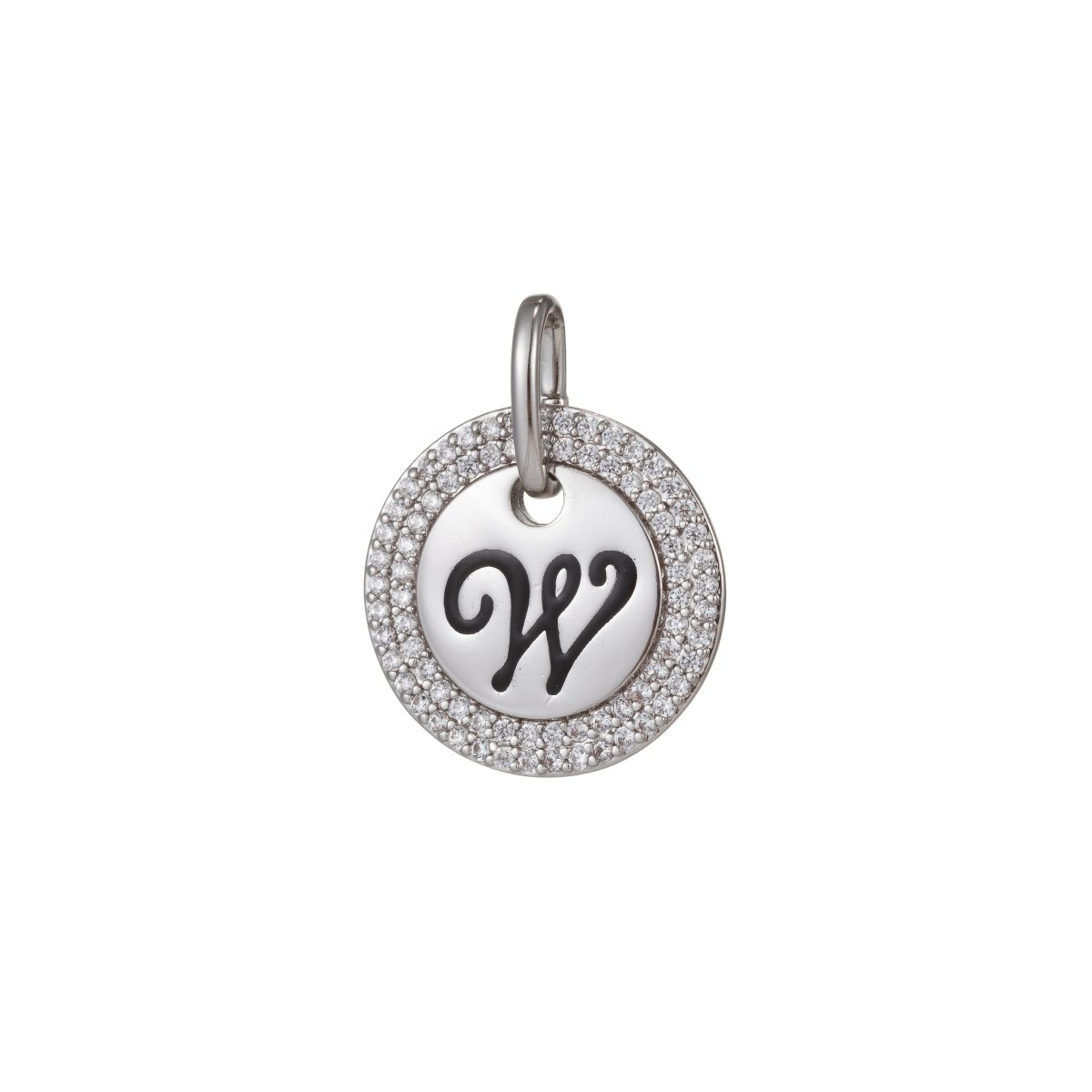 White Gold Filled Micro Pave CZ Initial Letters Pendant Charm, White Gold Filled Letter Pendant, For DIY Jewelry Necklace Making