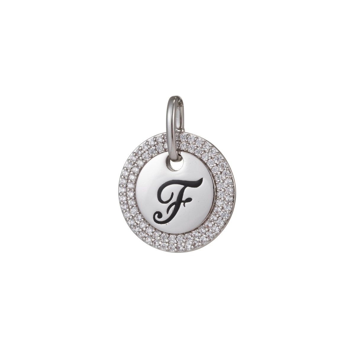 White Gold Filled Micro Pave CZ Initial Letters Pendant Charm, White Gold Filled Letter Pendant, For DIY Jewelry Necklace Making