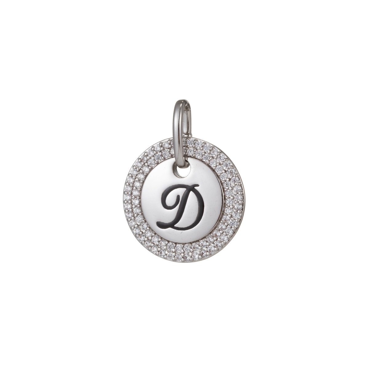 White Gold Filled Micro Pave CZ Initial Letters Pendant Charm, White Gold Filled Letter Pendant, For DIY Jewelry Necklace Making