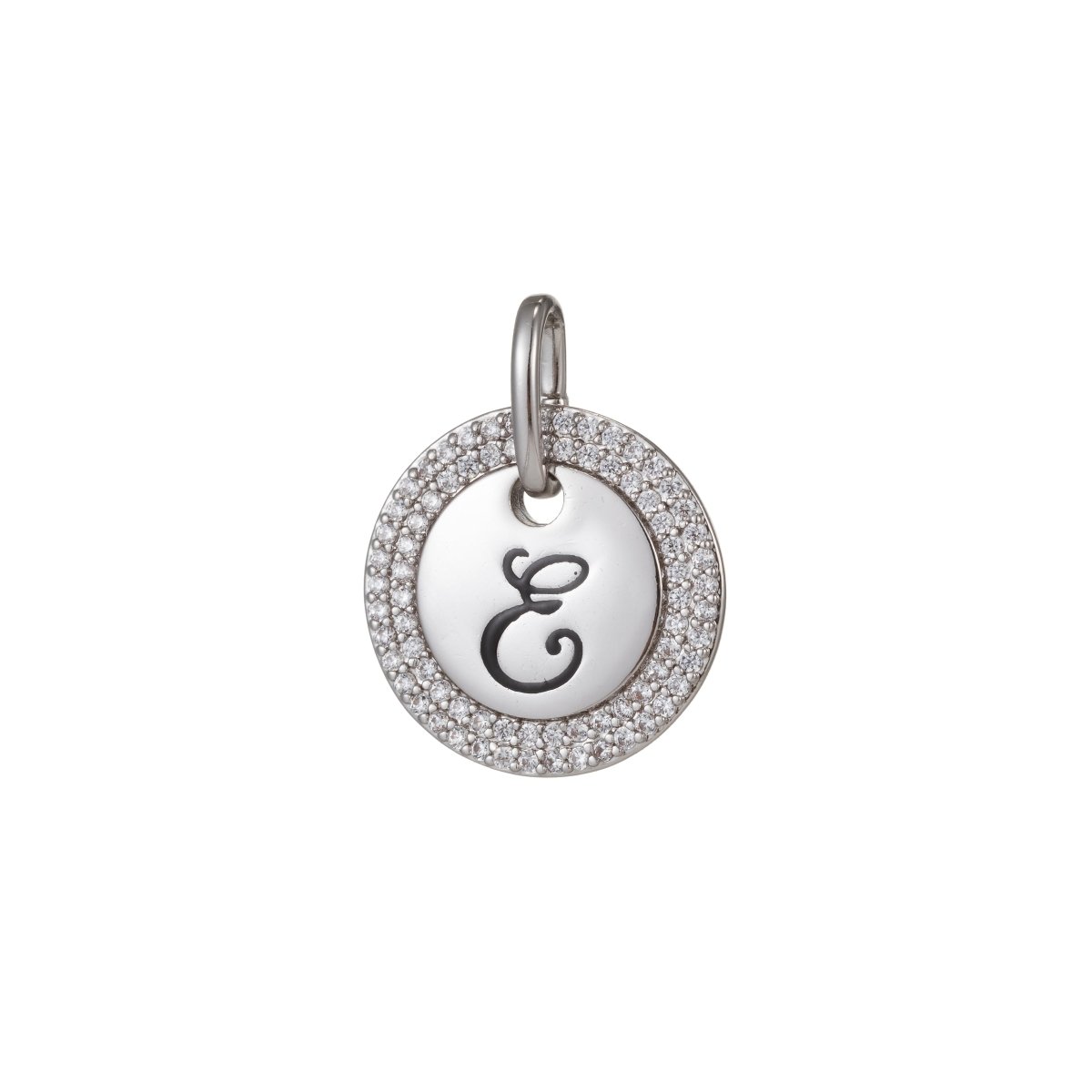 White Gold Filled Micro Pave CZ Initial Letters Pendant Charm, White Gold Filled Letter Pendant, For DIY Jewelry Necklace Making