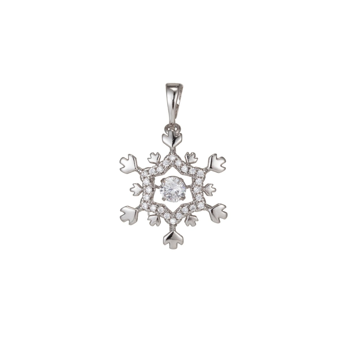 White Gold Filled Micro Pave CZ SnowFlake Pendant Charm, Dual Color SnowFlake Pendant Charm, White Gold Filled Pendant, For DIY Jewelry I-455