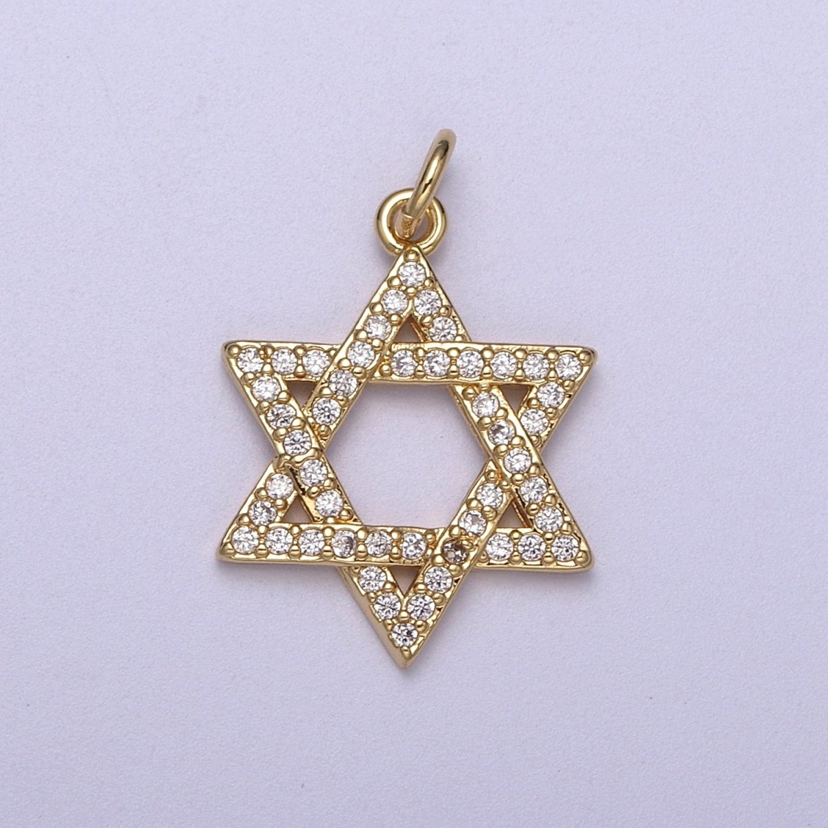 Wholesale Cubic Gold Star of David Charms, Cz Star Jewish Religious Pendant N-336