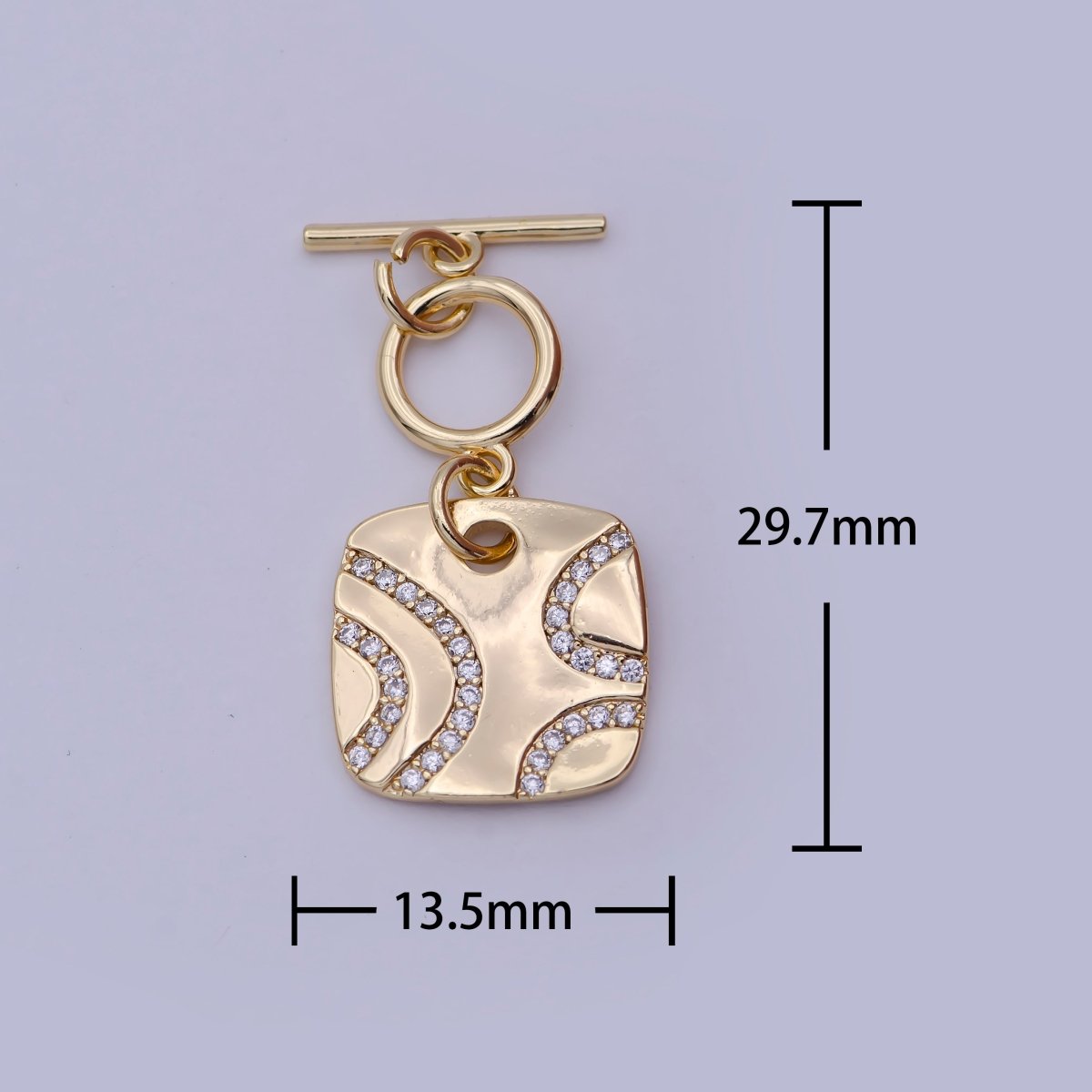 Wholesale CZ Gold Toggle Clasp OT Clasp Square Fancy Design Bulk Supply for Bracelet Necklace Component L-633