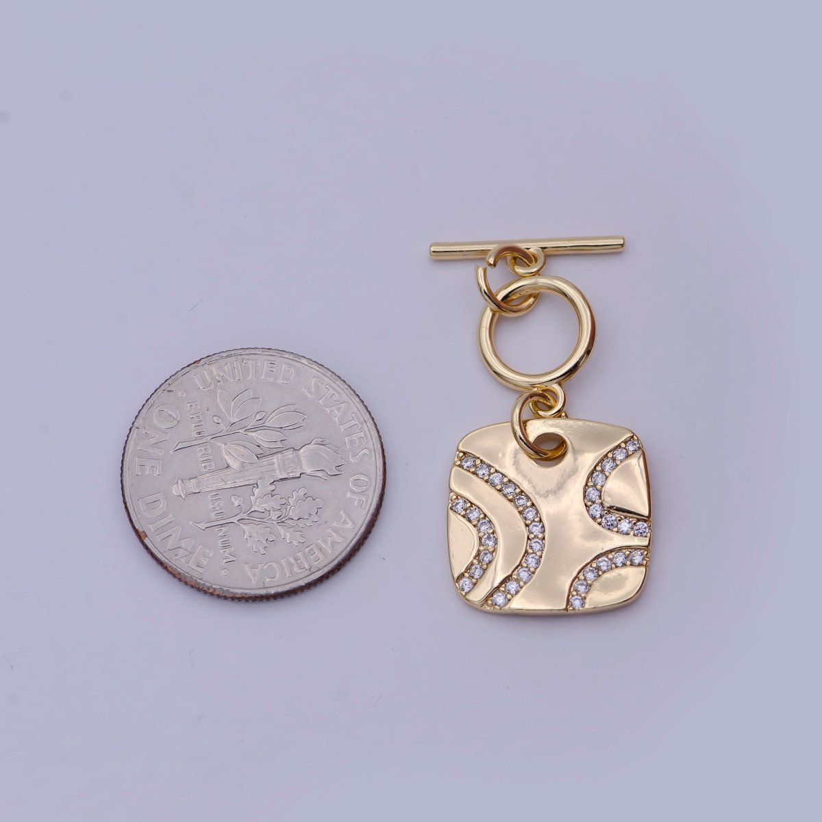 Wholesale CZ Gold Toggle Clasp OT Clasp Square Fancy Design Bulk Supply for Bracelet Necklace Component L-633