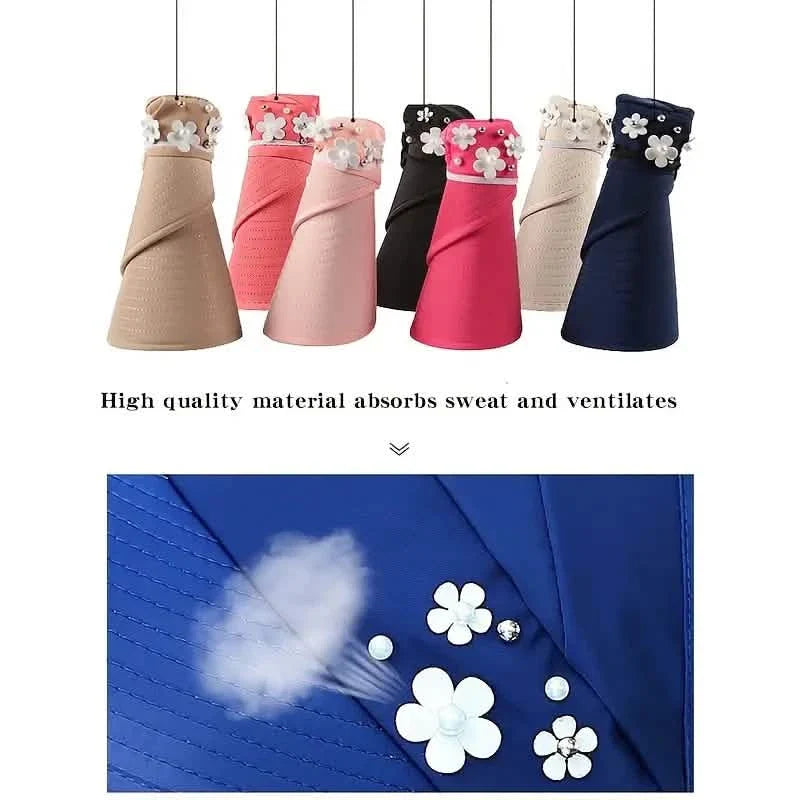 Wide Brim Sun Visor Foldable Picnic Hat Beach UV Protection Scallop Cap