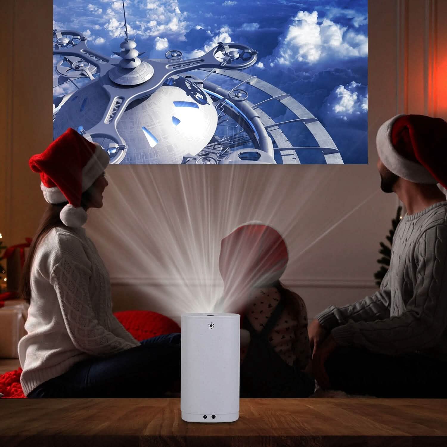 WiFi 1080P Projector Phone Projector Home Movie Projector Compatible with IOS Android iPads U Disk