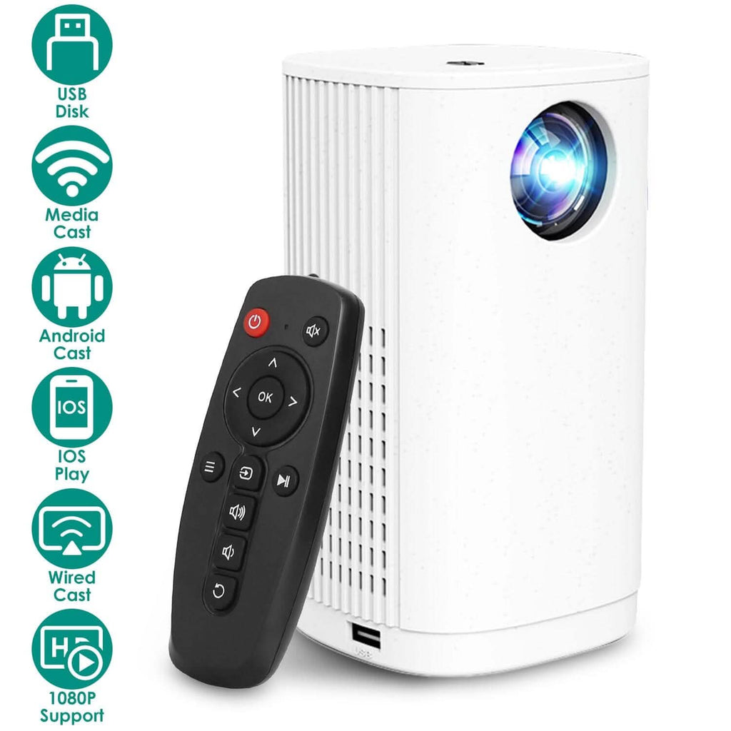 WiFi 1080P Projector Phone Projector Home Movie Projector Compatible with IOS Android iPads U Disk