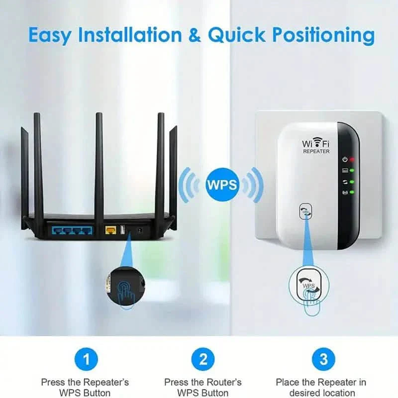 Amplificateur d'extension WiFi longue portée, booster de signal, répéteur Internet sans fil avec port Ethernet