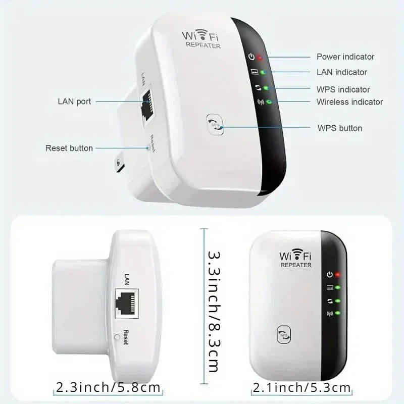 Amplificateur d'extension WiFi longue portée, booster de signal, répéteur Internet sans fil avec port Ethernet