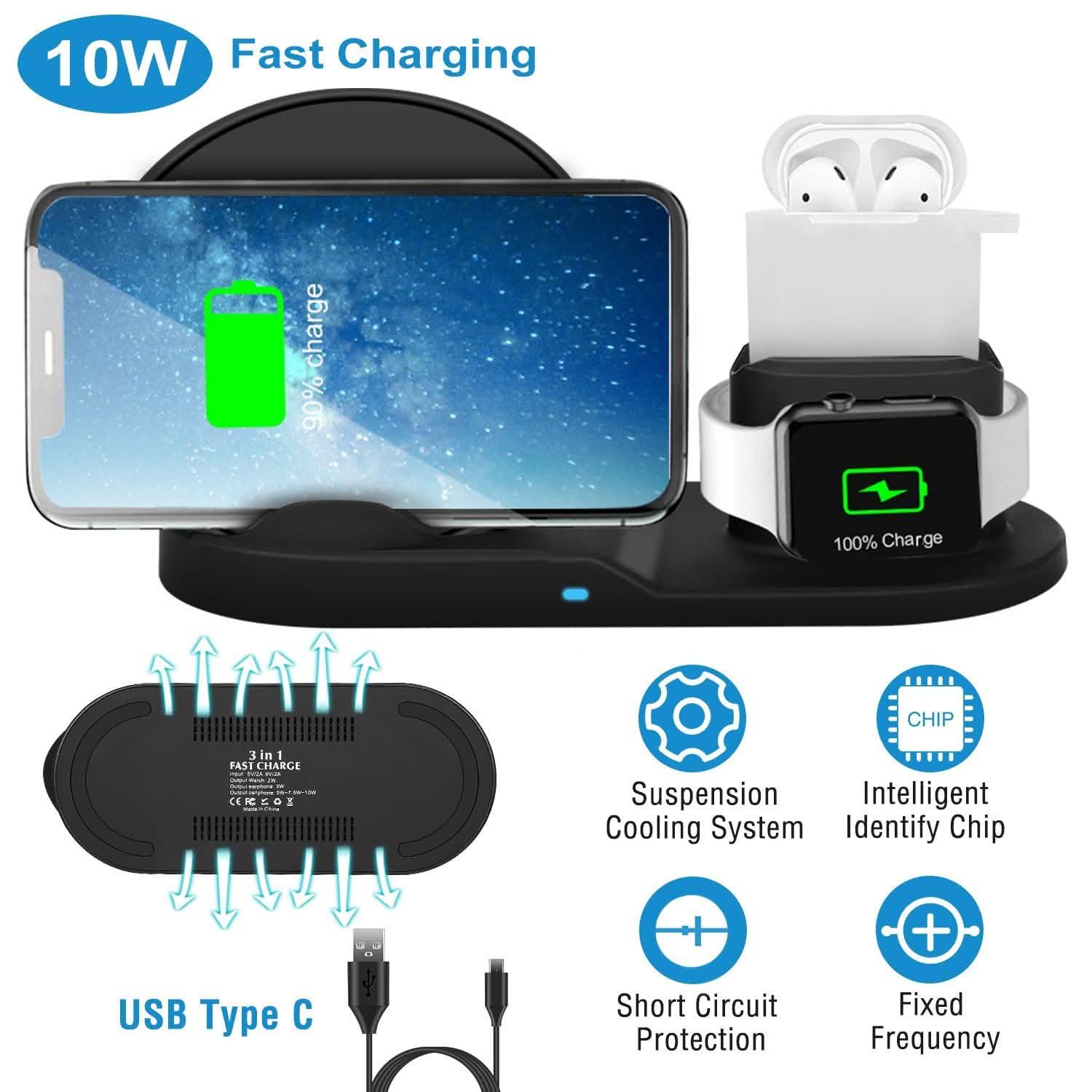 Wireless Charger 10W Fast Charging Station