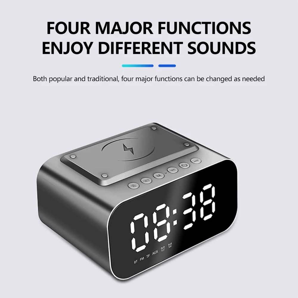 ワイヤレス充電器 アラームクロック Bluetoothスピーカー LEDスマートデジタル時計
