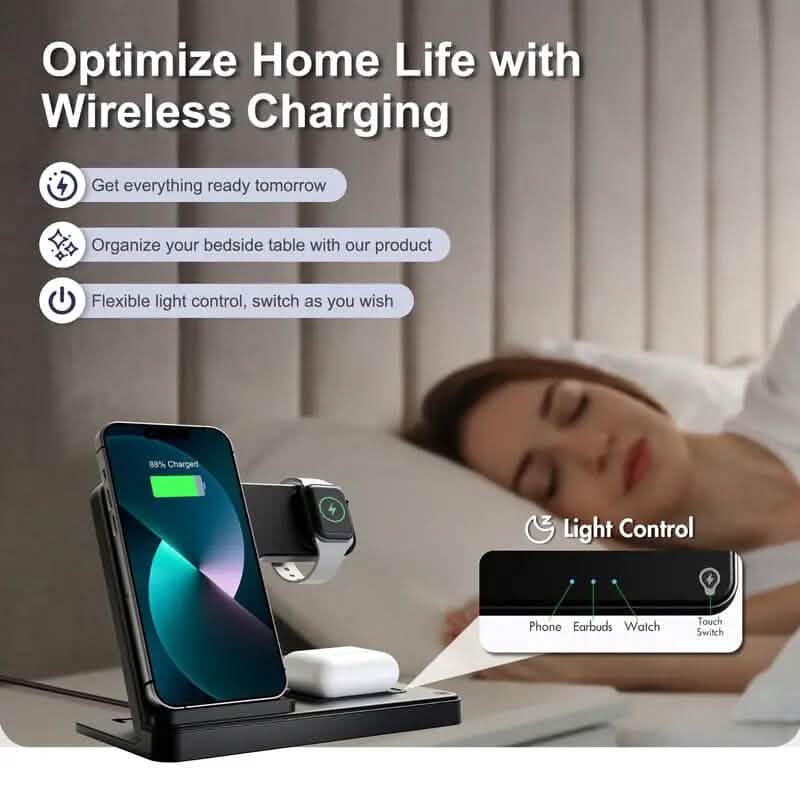ワイヤレス充電ステーション 3-in-1 標準15W Mag-Safe対応急速充電スタンド