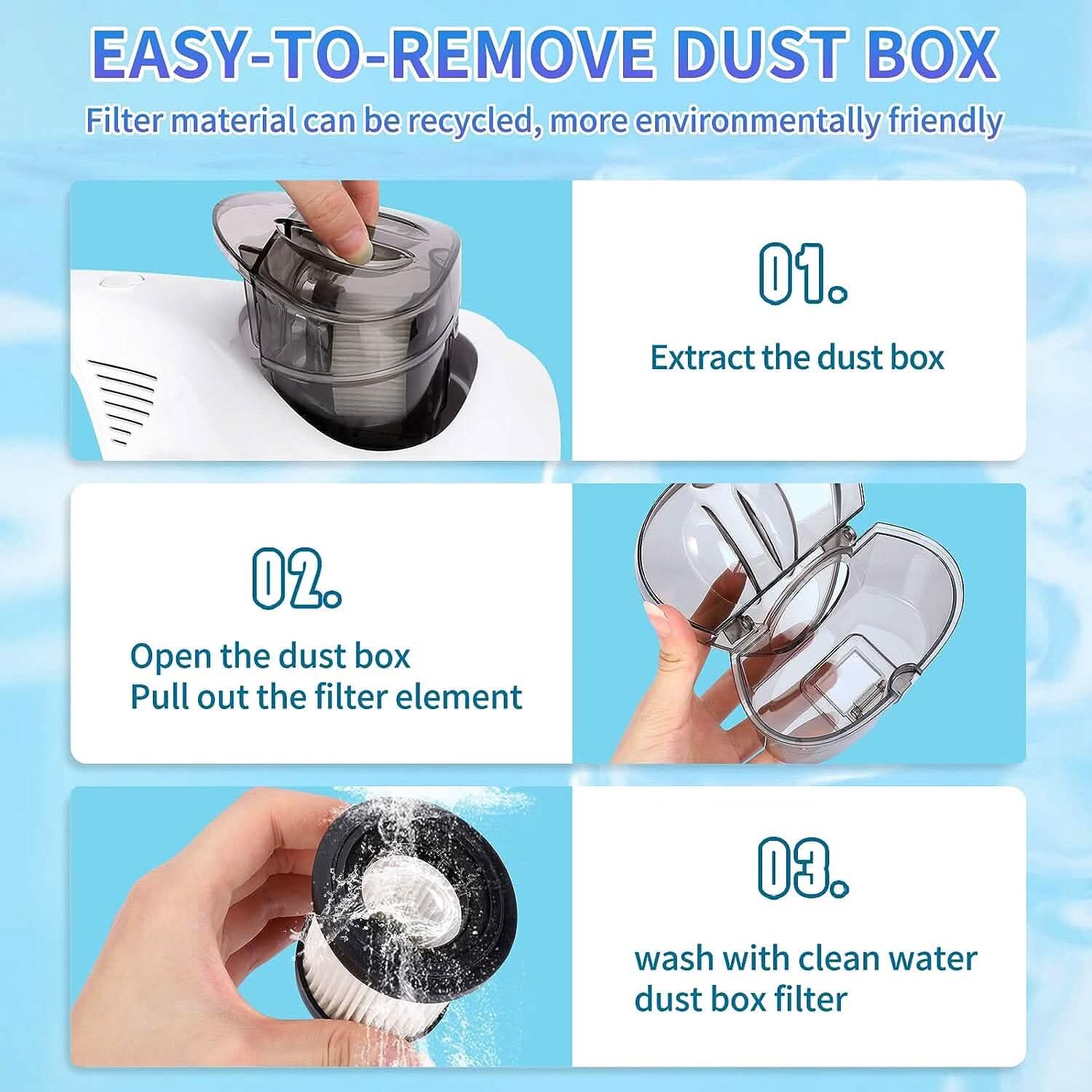 Wireless Mite Remover Cleaning Machine with 11KPa Powerful Suction