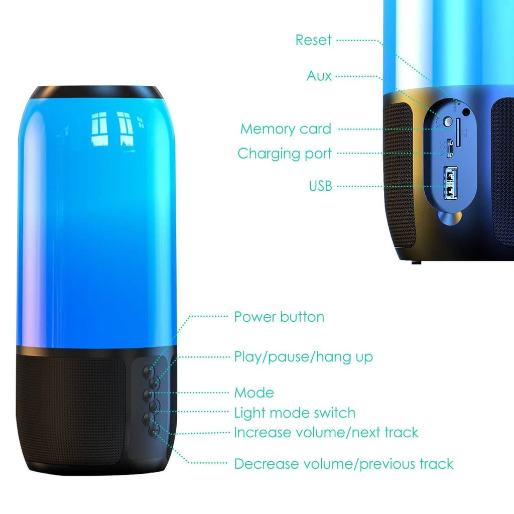 Enceinte portable sans fil avec lumière changeante de couleur