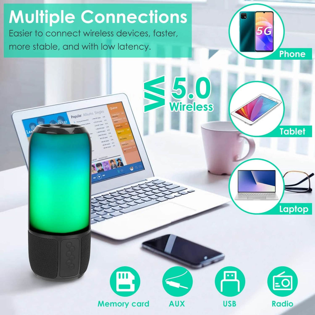 Enceinte portable sans fil avec lumière changeante de couleur
