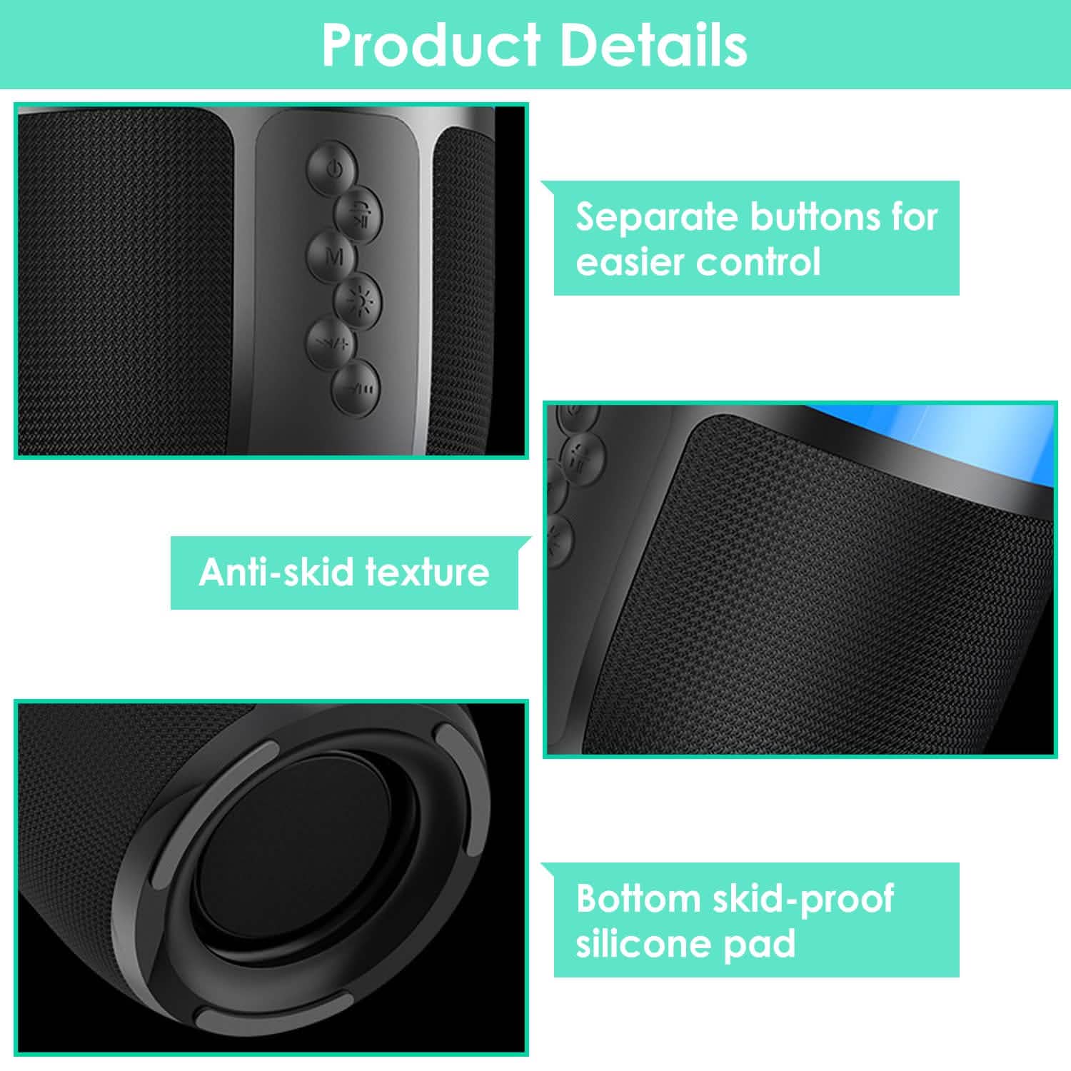Enceinte portable sans fil avec lumière changeante de couleur