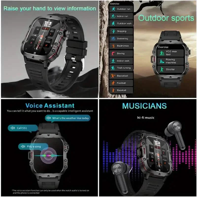 Wireless Talk Fitness AI Voice Outdoor 100+ Sports Mode Outdoor Smart Watch