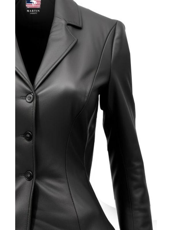 Women’s Black Leather Blazer Coat