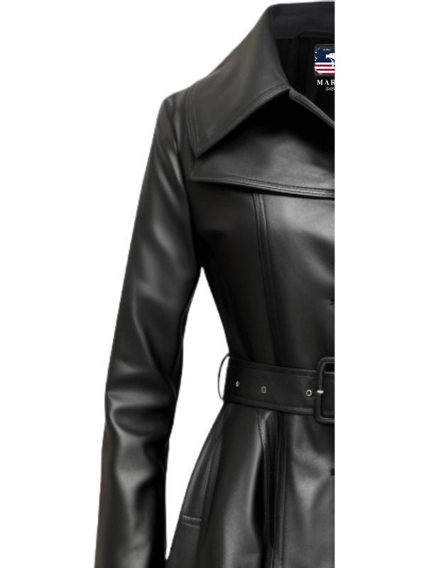 Women’s Black Real Long Leather Coat