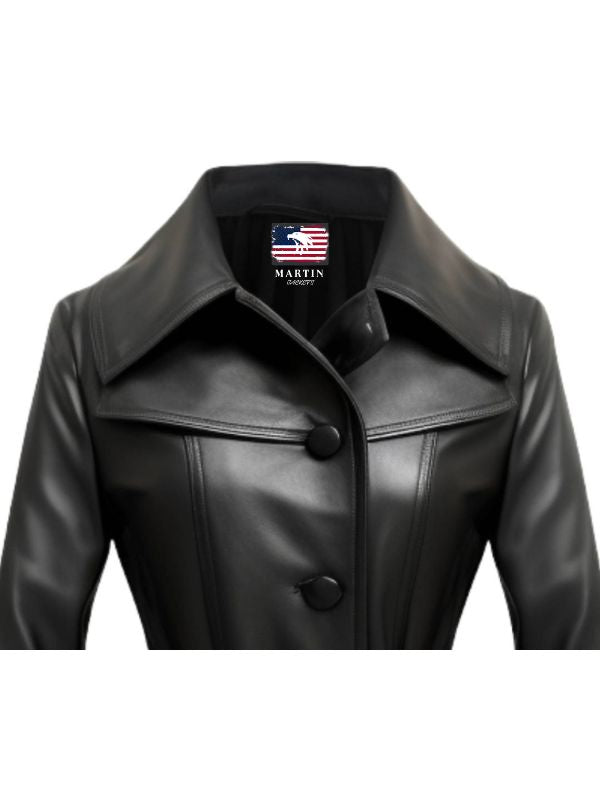Women’s Black Real Long Leather Coat