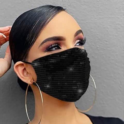Masque buccal à paillettes, respirant, lavable et réutilisable pour femmes