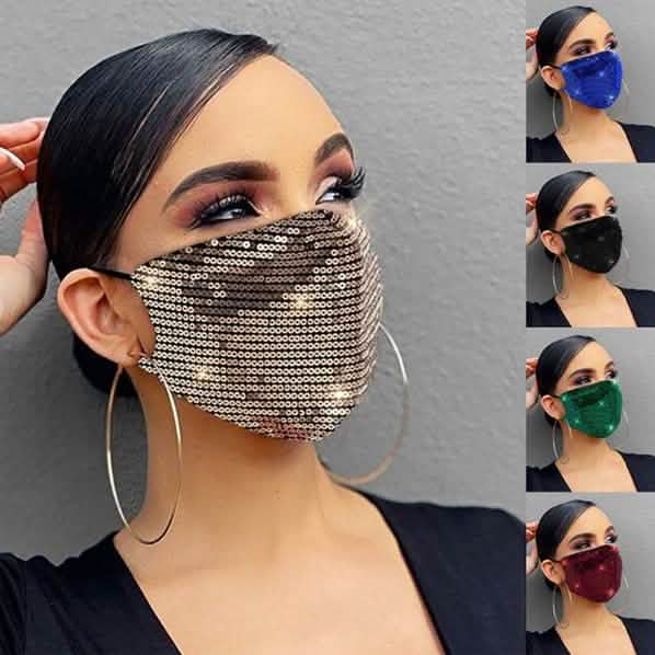 Masque buccal à paillettes, respirant, lavable et réutilisable pour femmes