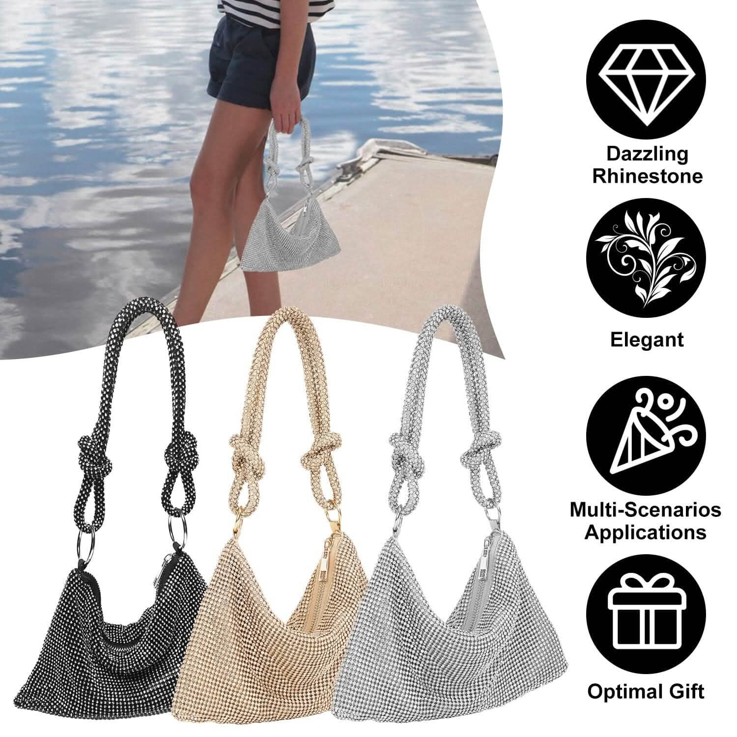 Women Glitter Evening Bags Shiny Rhinestone Handbag Purses