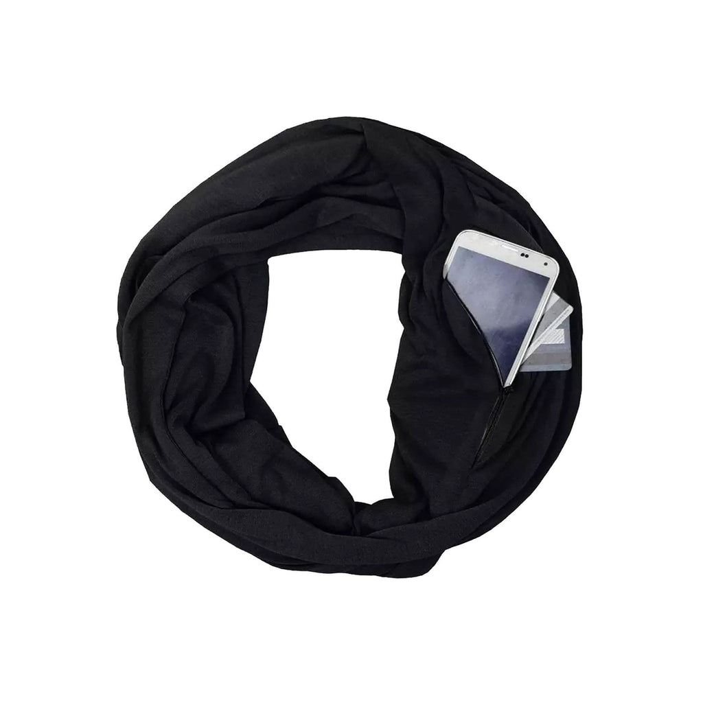 Écharpe infinity légère pour femme avec boucle et poche zippée