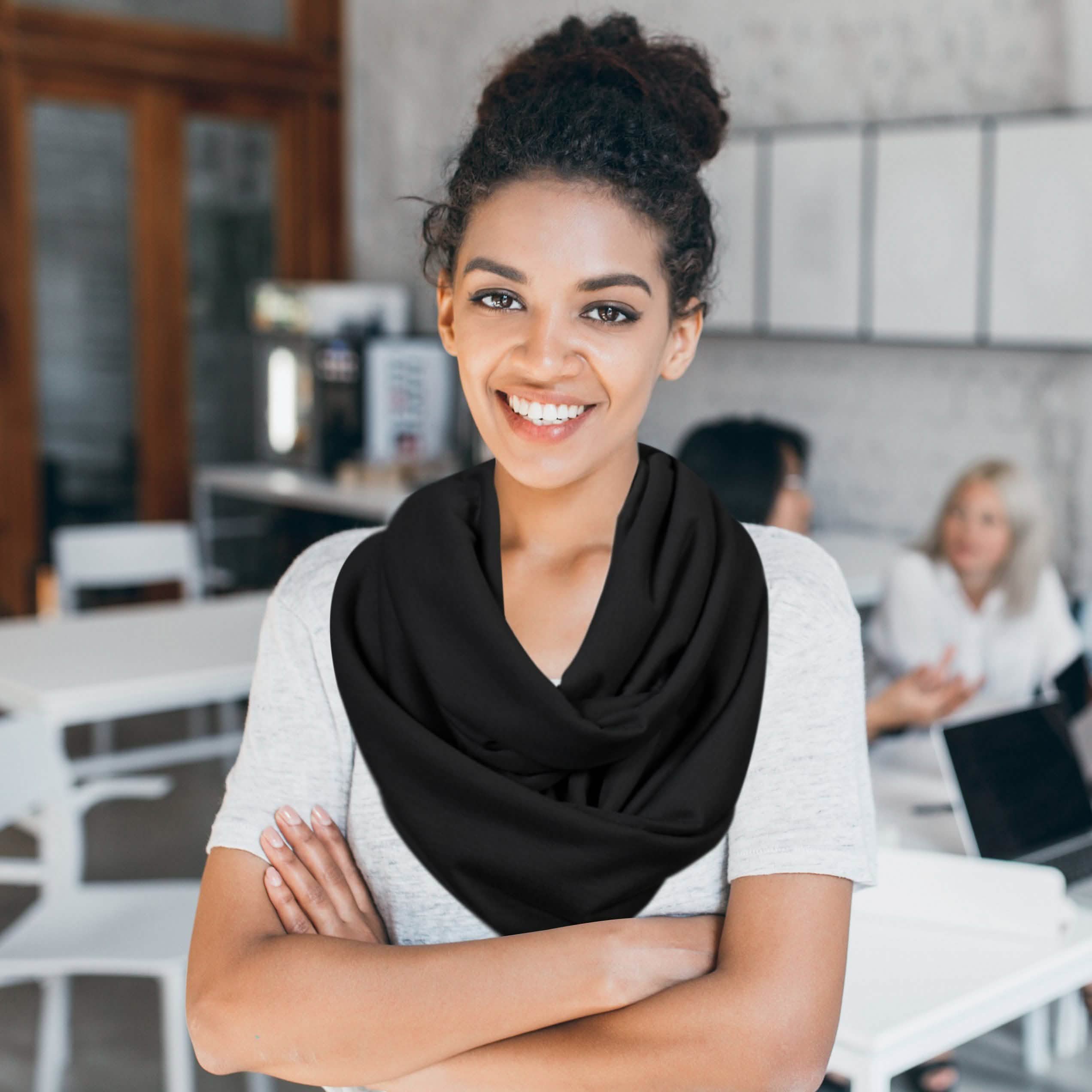 Écharpe infinity légère pour femme avec boucle et poche zippée