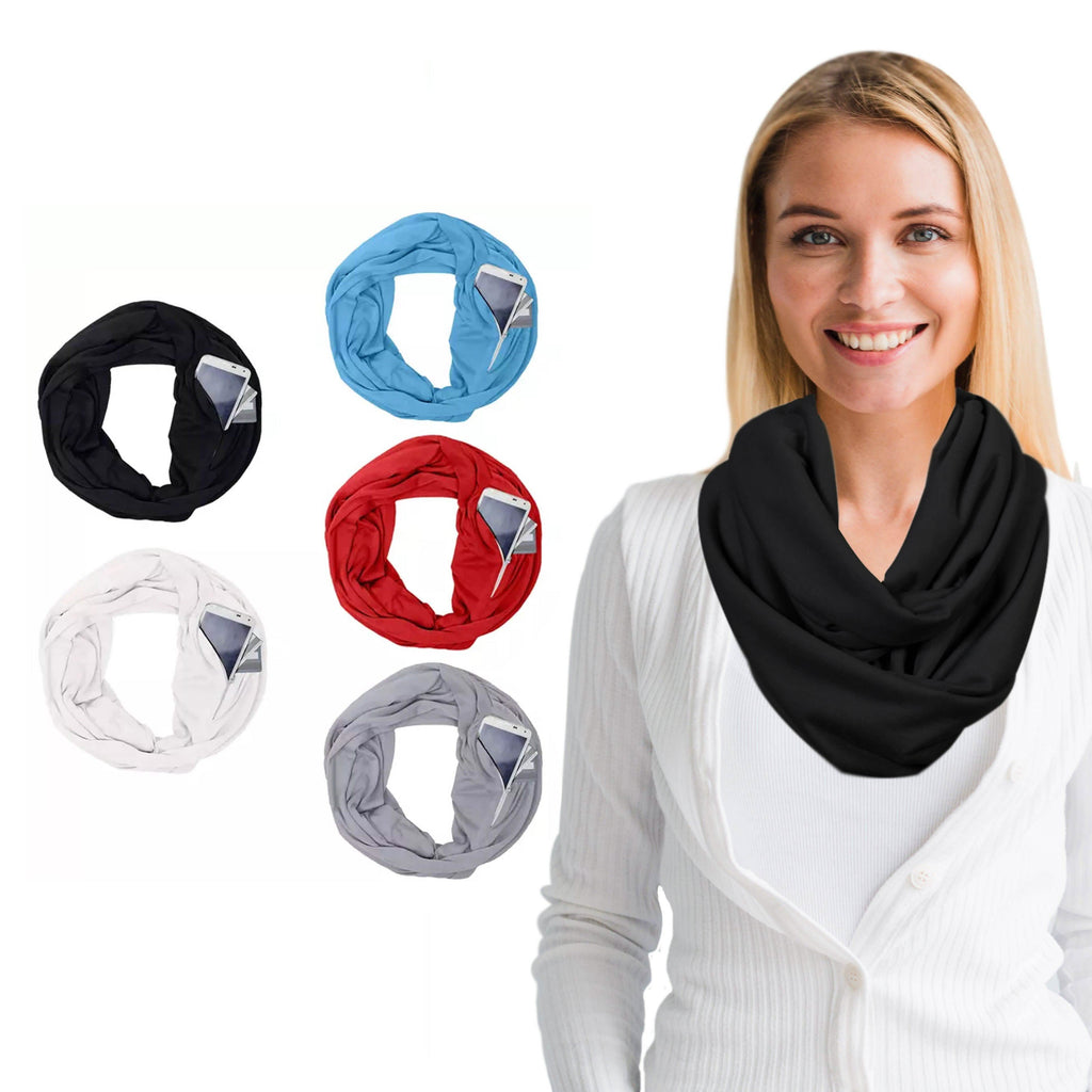 Écharpe infinity légère pour femme avec boucle et poche zippée