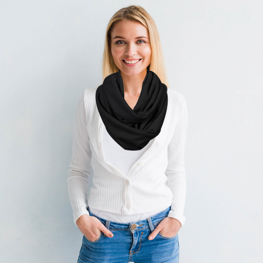 Écharpe infinity légère pour femme avec boucle et poche zippée