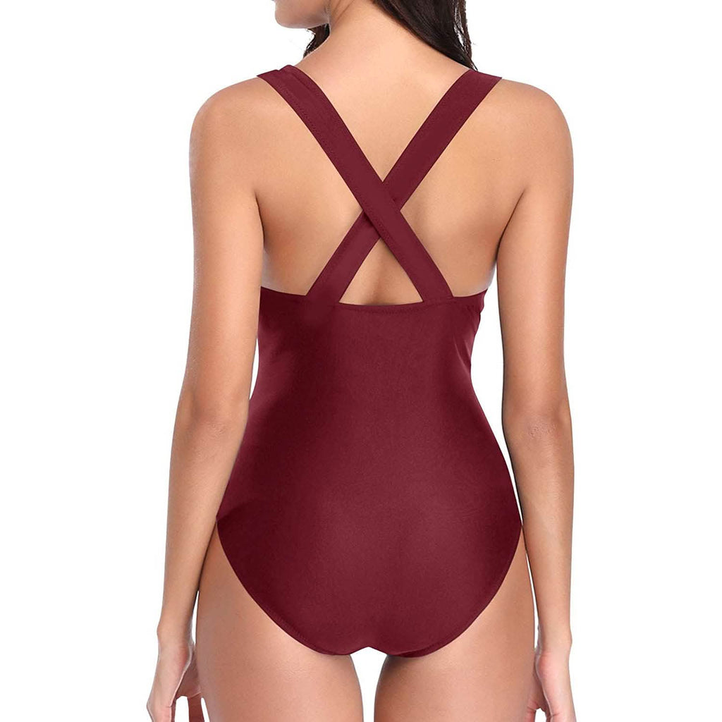 Maillot de bain monokini sexy pour femme, une pièce, col en V plongeant, ajouré