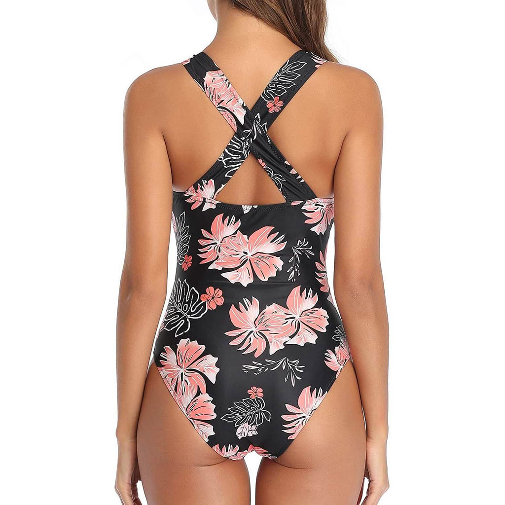 Maillot de bain monokini sexy pour femme, une pièce, col en V plongeant, ajouré