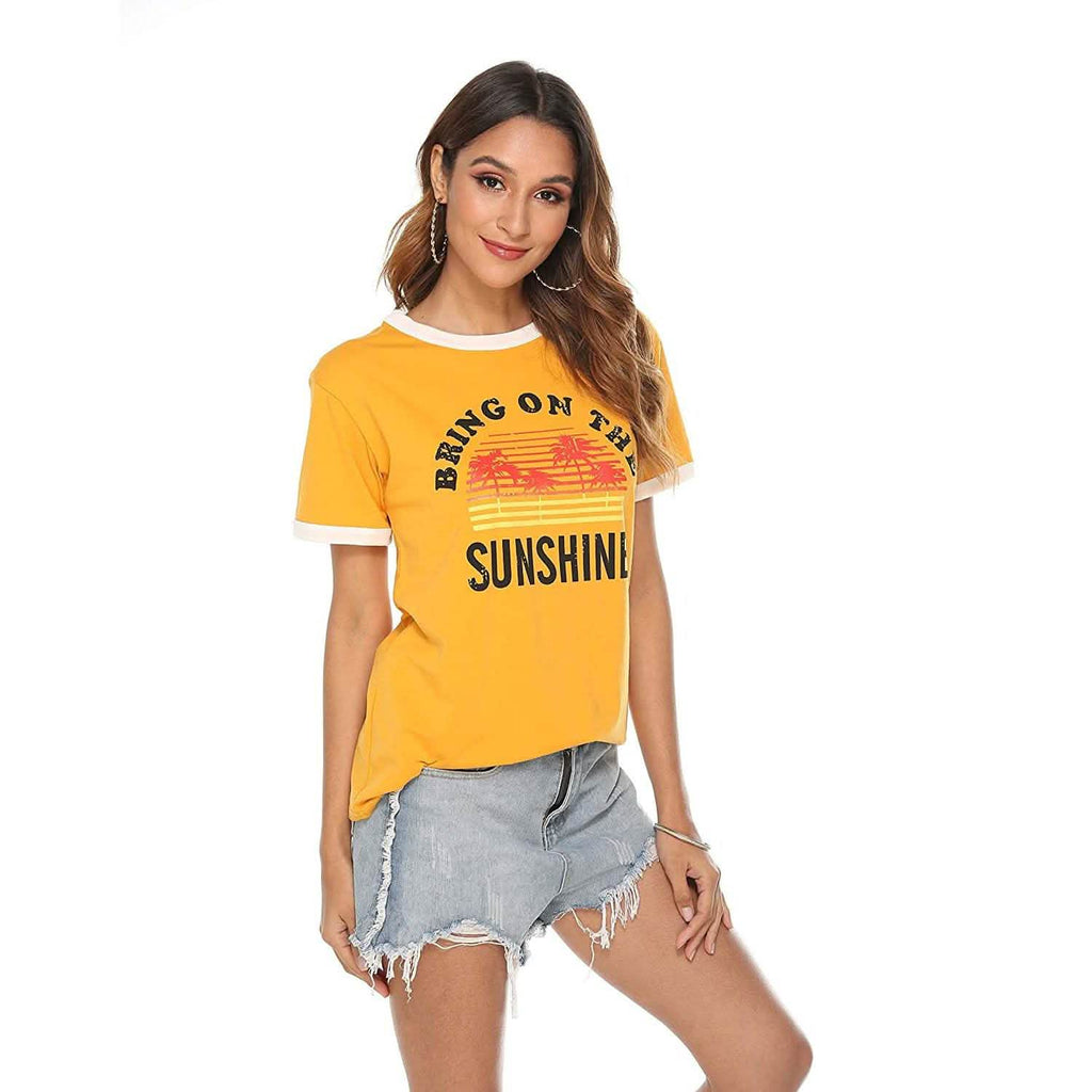 T-shirts Chemisiers à Manches Longues à Imprimé Soleil pour Femmes