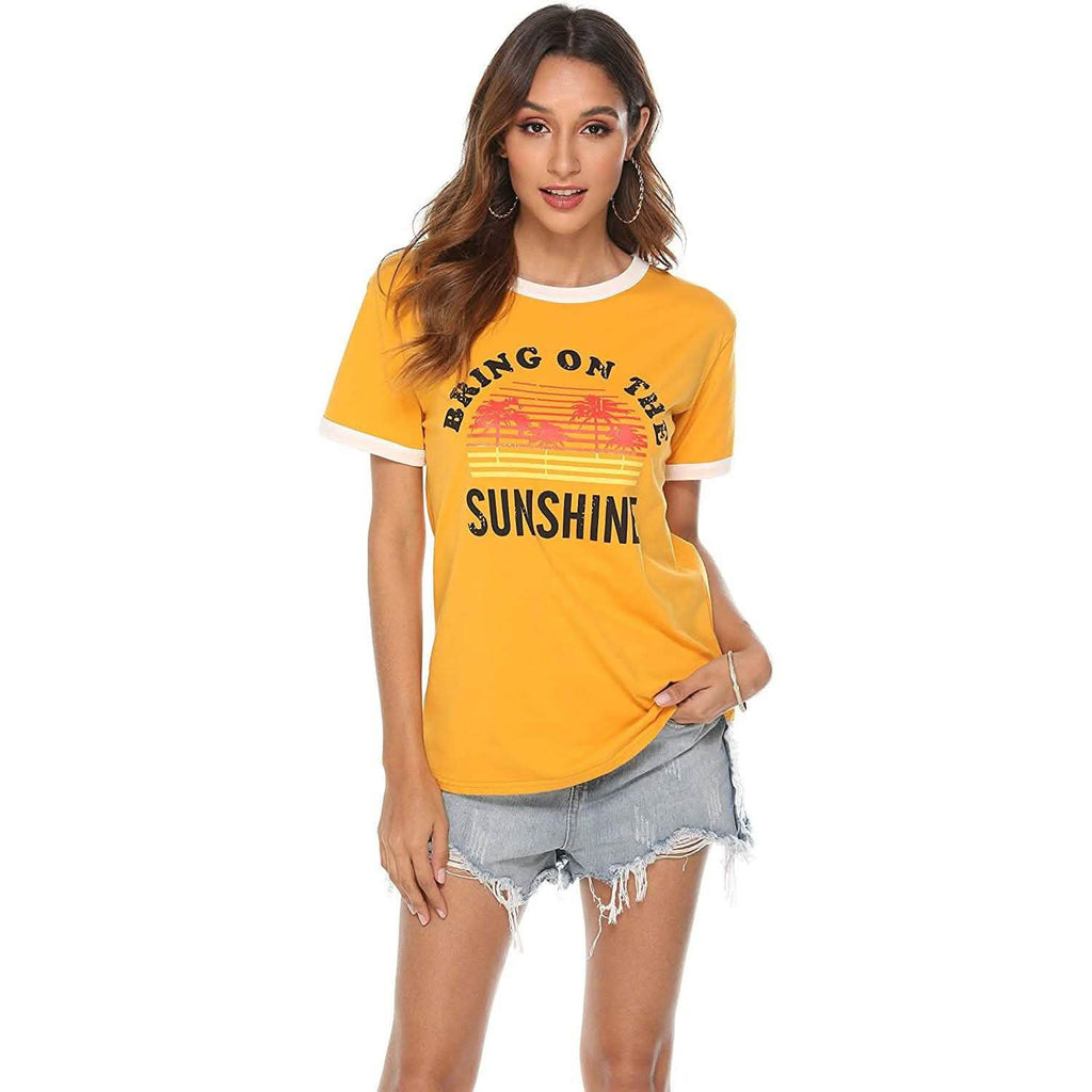 T-shirts Chemisiers à Manches Longues à Imprimé Soleil pour Femmes
