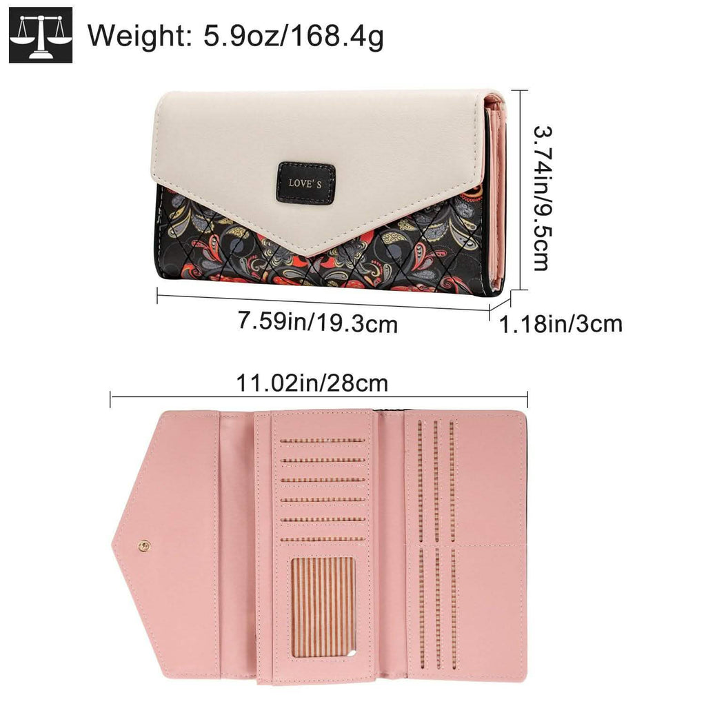 Women Wallet Soft Leather Trifold Clutch Purse