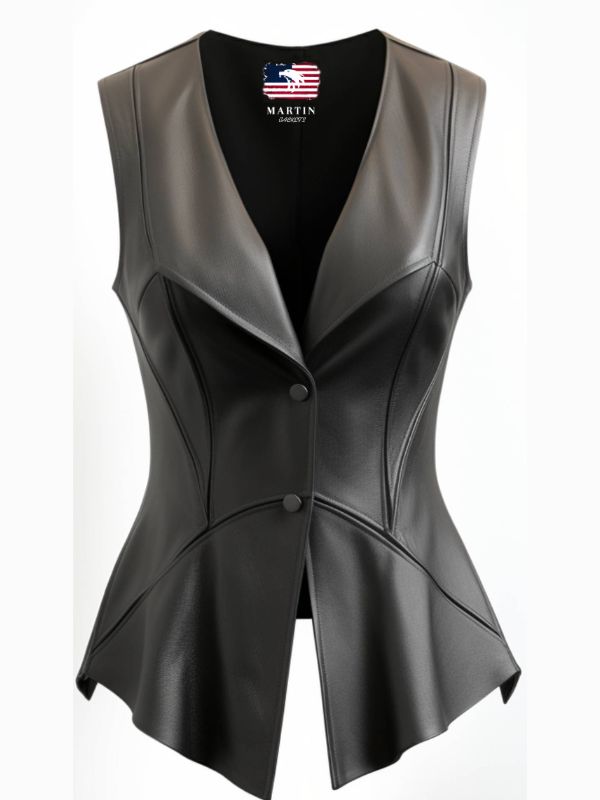 Women’s Zester Black Leather Vest