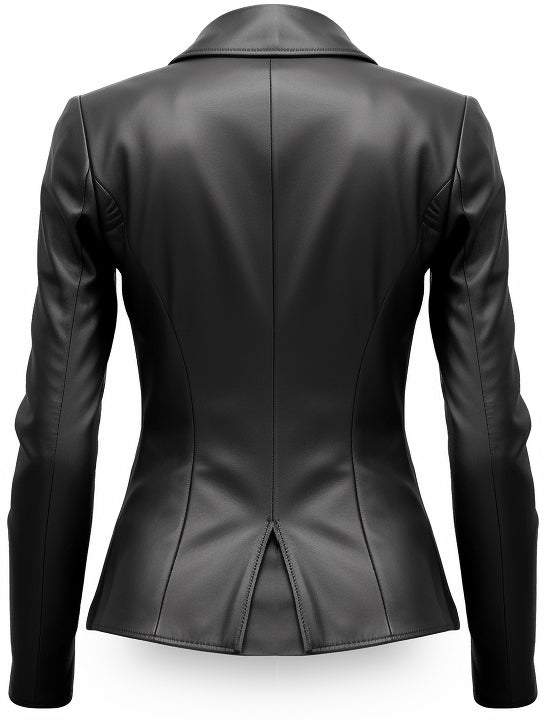 Women’s Black Leather Blazer Coat