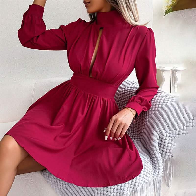 Women's A Line Turtleneck Mini Dress