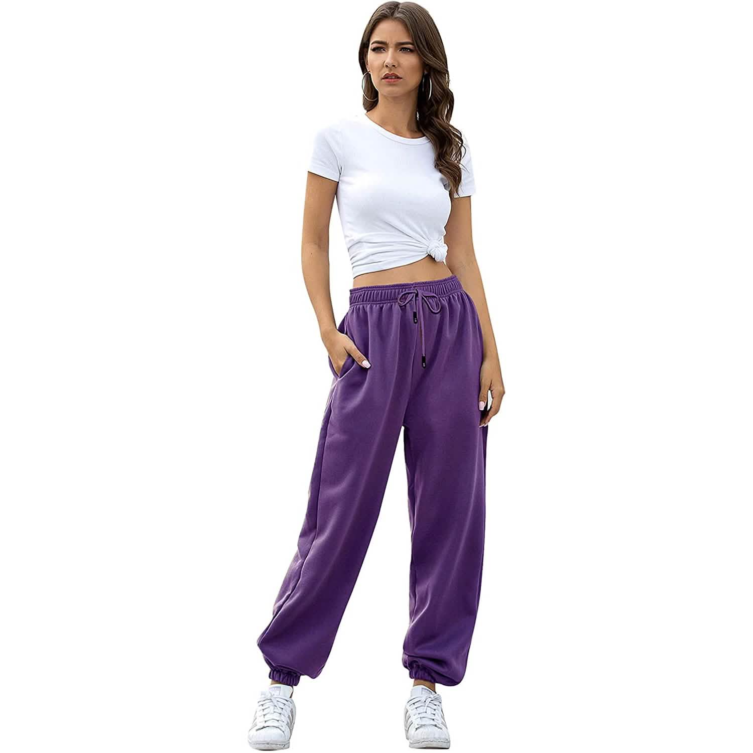 Pantalon de jogging femme ceinturé avec poches