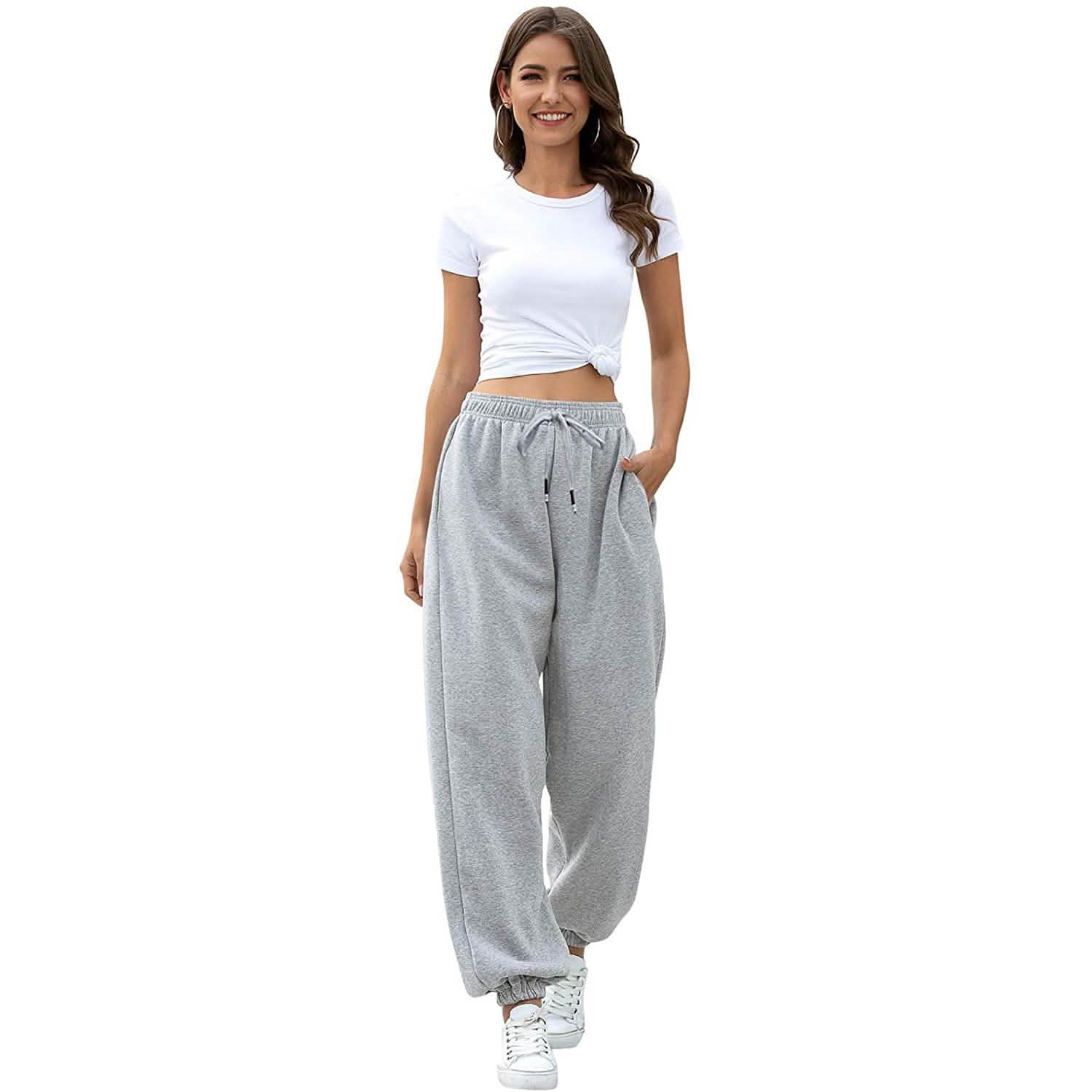 Pantalon de jogging femme ceinturé avec poches