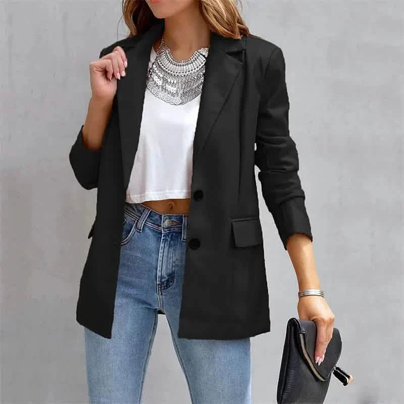 Blazer Femme Chaud Respirant Extérieur Bureau Rue Poche Simple Boutonnage Col Rabattu