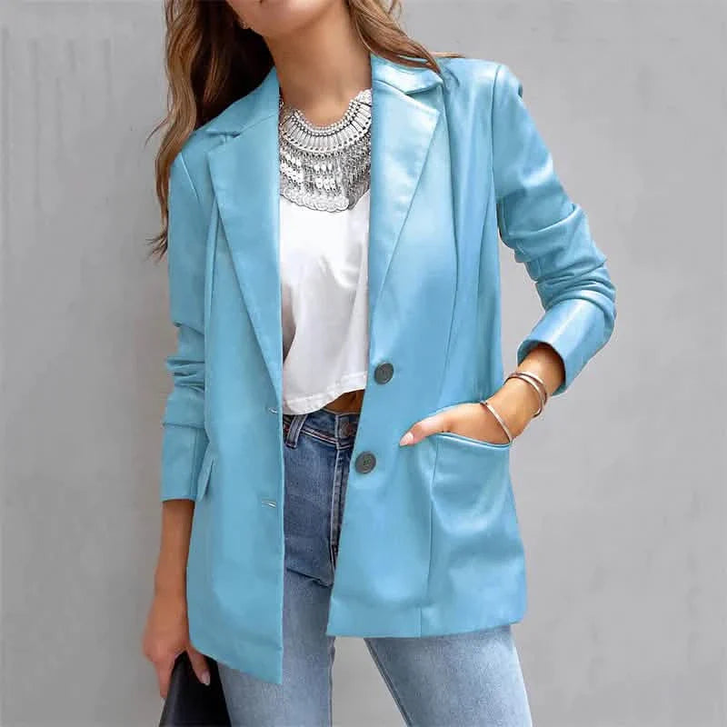 Blazer Femme Chaud Respirant Extérieur Bureau Rue Poche Simple Boutonnage Col Rabattu