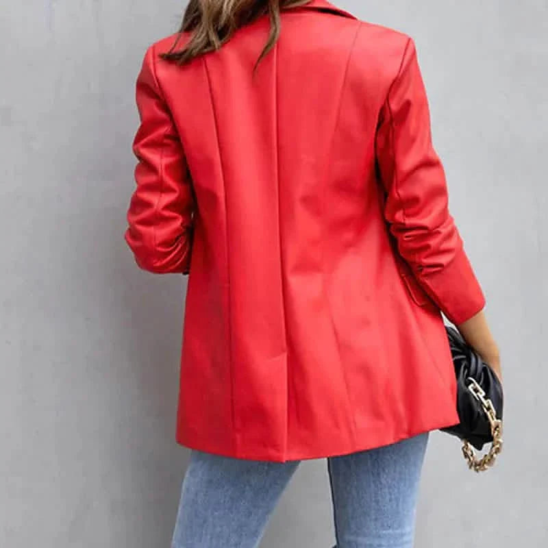 Blazer Femme Chaud Respirant Extérieur Bureau Rue Poche Simple Boutonnage Col Rabattu