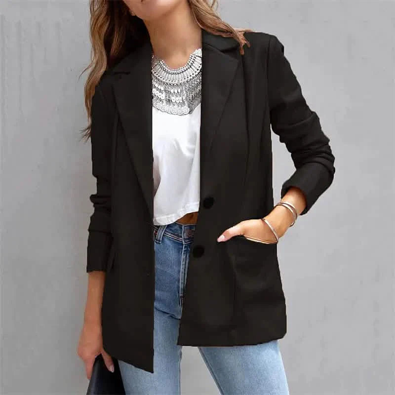Blazer Femme Chaud Respirant Extérieur Bureau Rue Poche Simple Boutonnage Col Rabattu